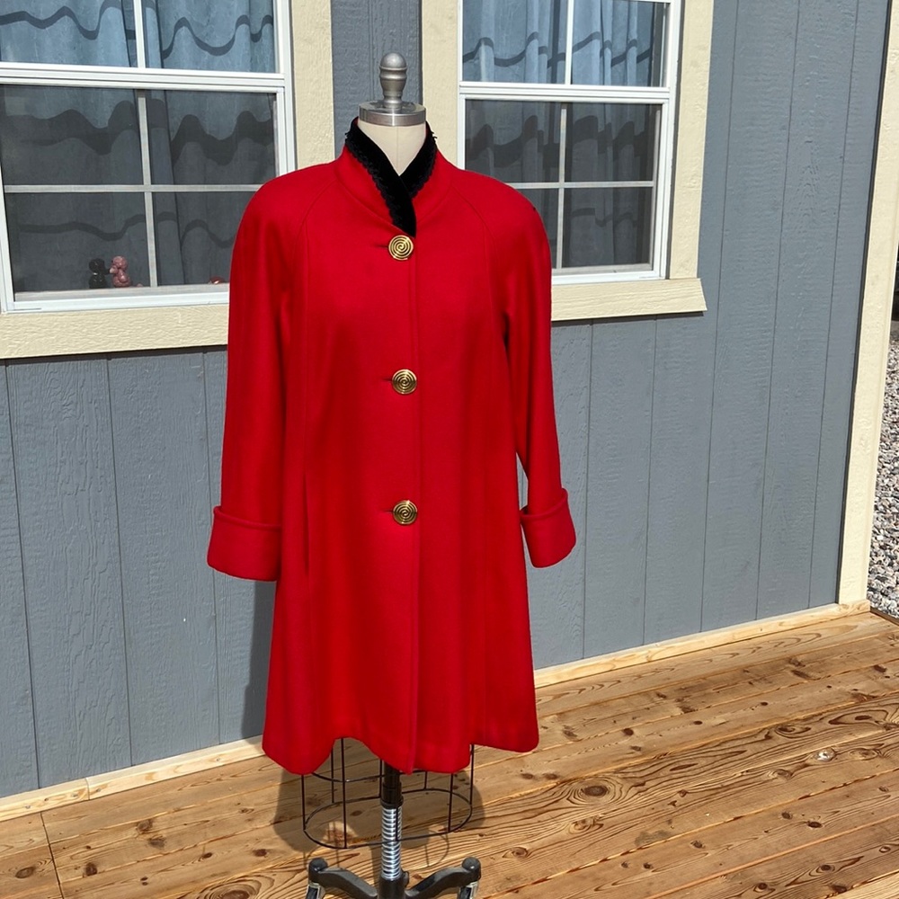 Vintage 70s  jofeld red wool coat size l